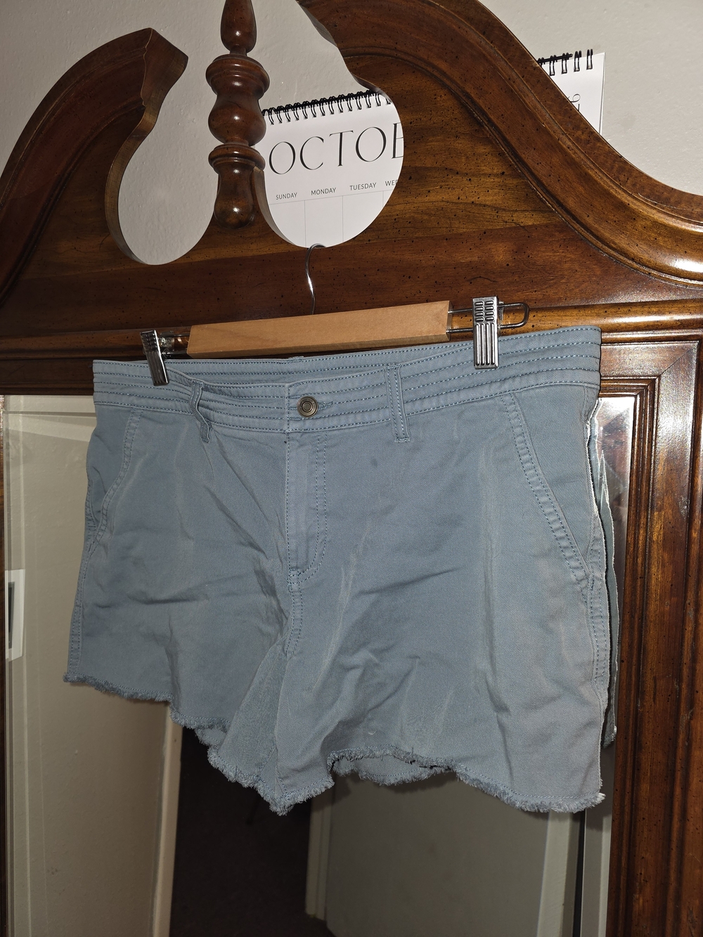 Prana Light Blue Frayed Hem Shorts